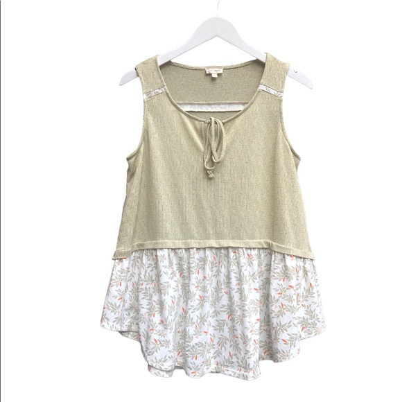 Hem & Thread Tops Hem Thread Sleeveless Tie Neck Tank Size Large